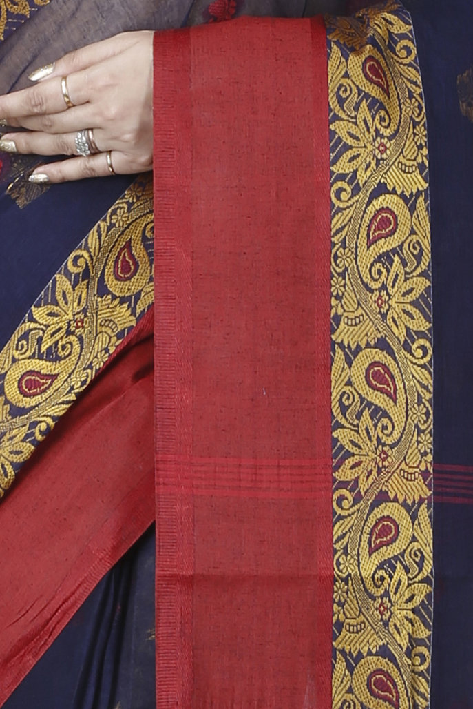 Blue Pure Cotton Srimati Tant Saree (1089)